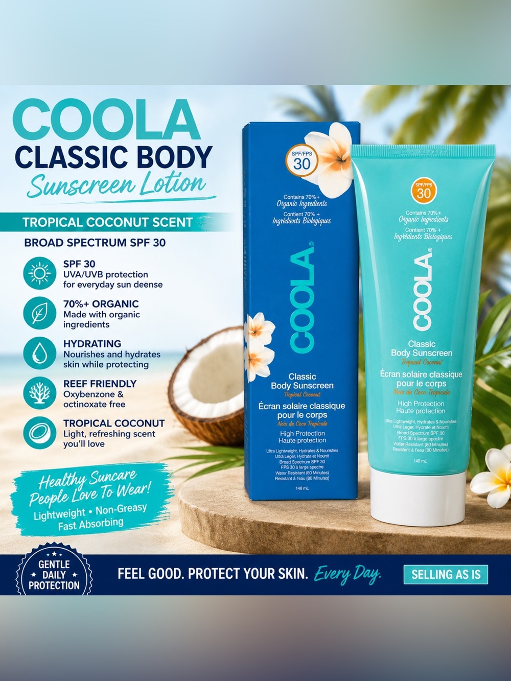 COOLA Classic Body Sunscreen Lotion in Teal exp 6/26